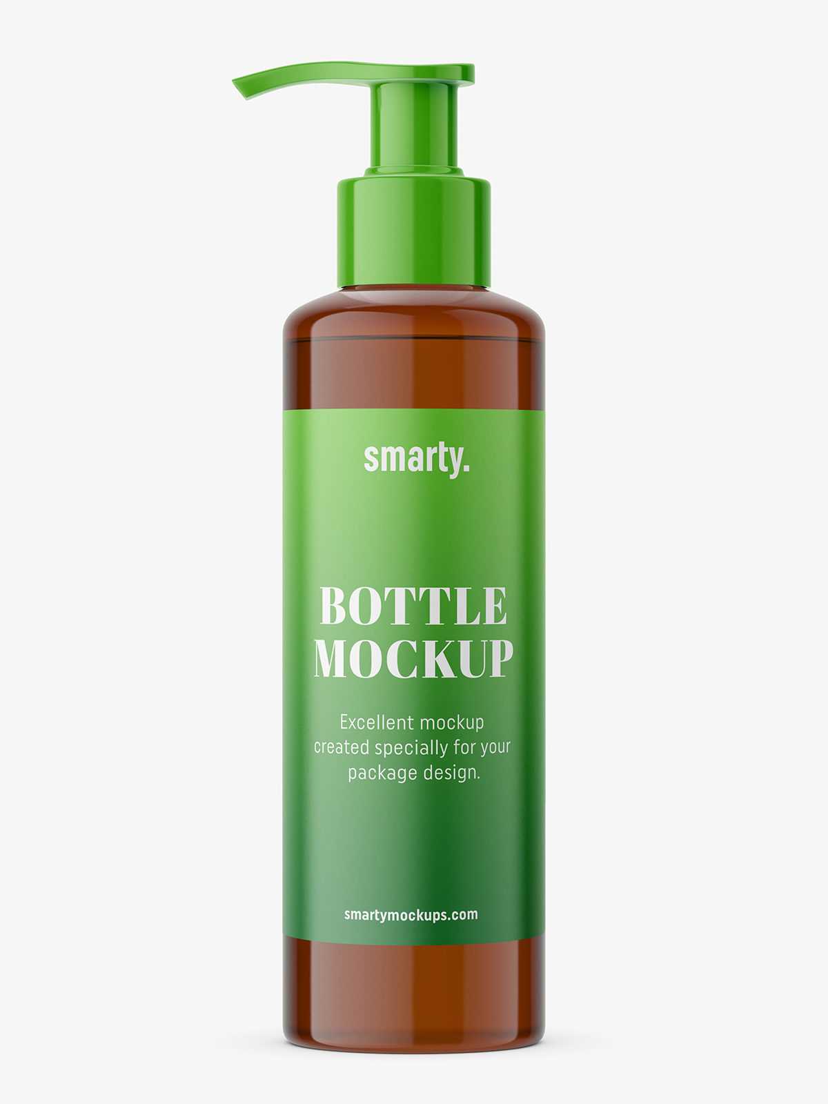 Amber bottle with pump mockup