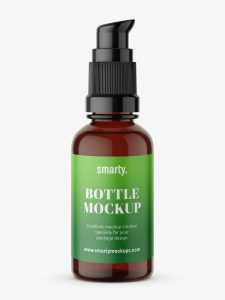 Amber bottle with pump mockup