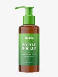 Amber bottle with pump mockup