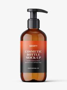 Amber bottle with pump mockup / 250 ml