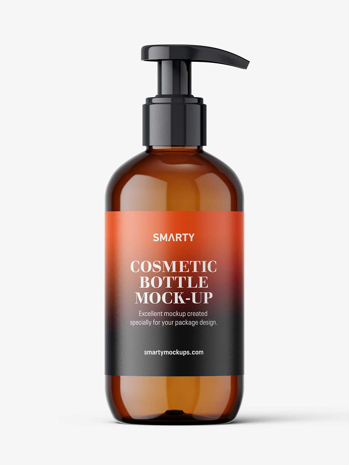 Amber bottle with pump mockup / 250 ml