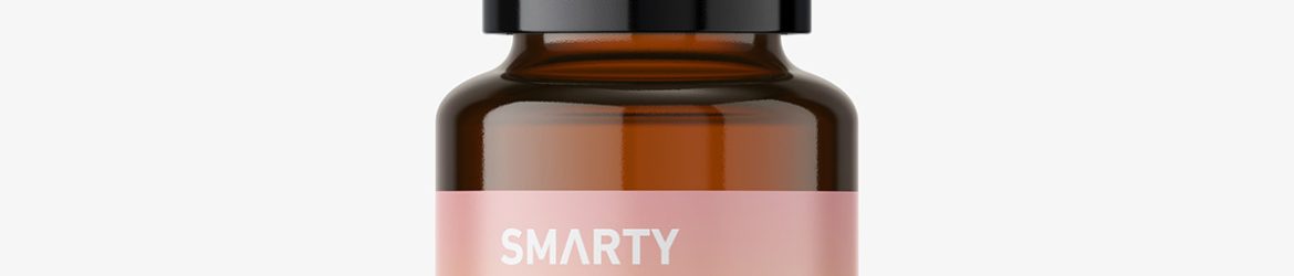 Amber bottle with push pump mockup / 10 ml
