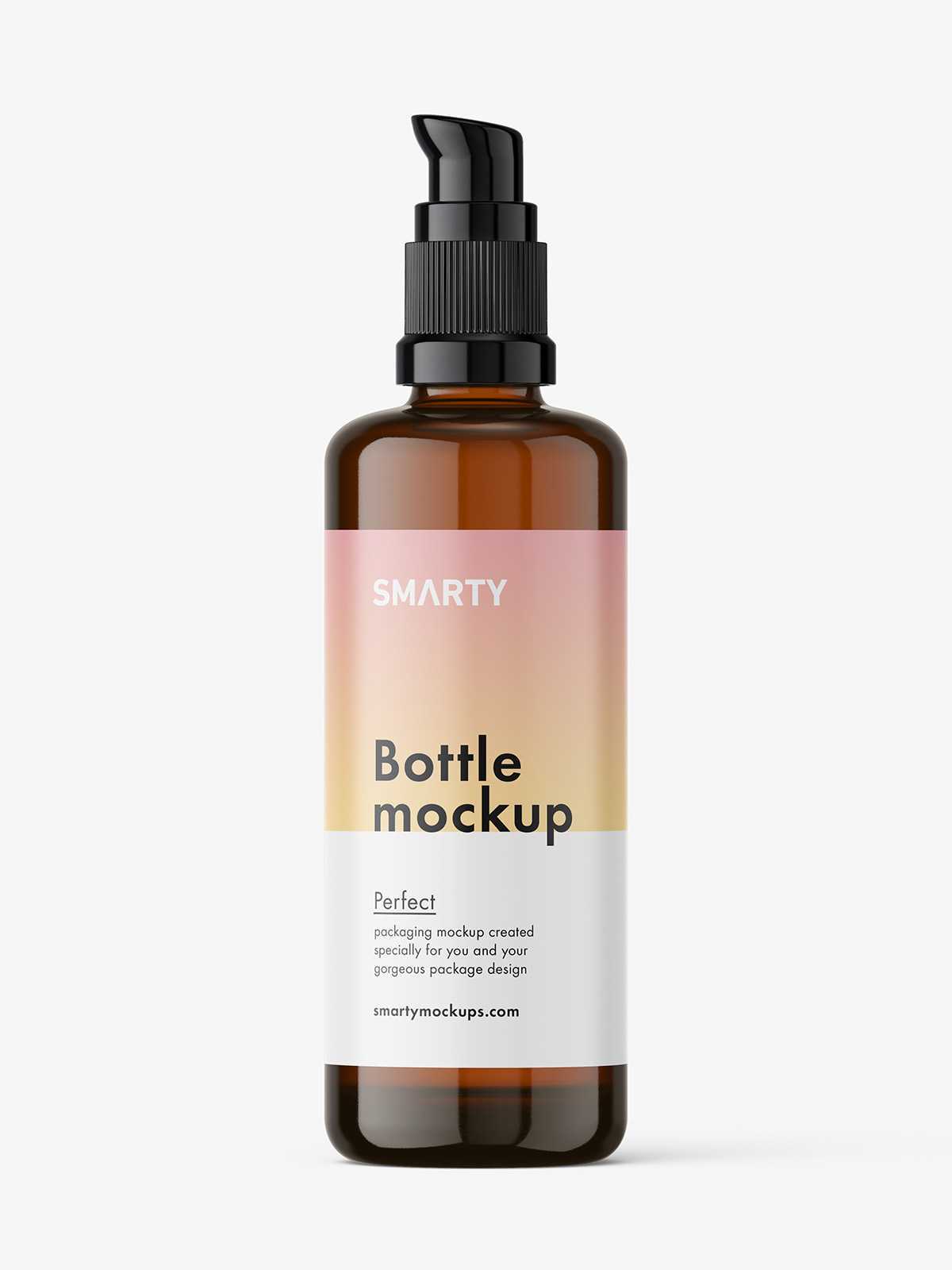 Amber bottle with push pump mockup / 100 ml