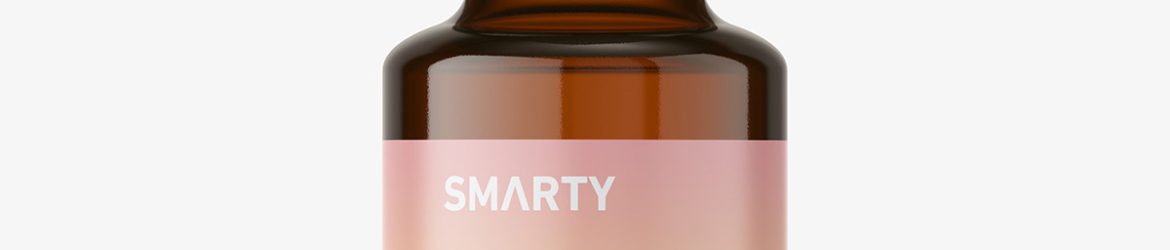 Amber bottle with push pump mockup / 20 ml