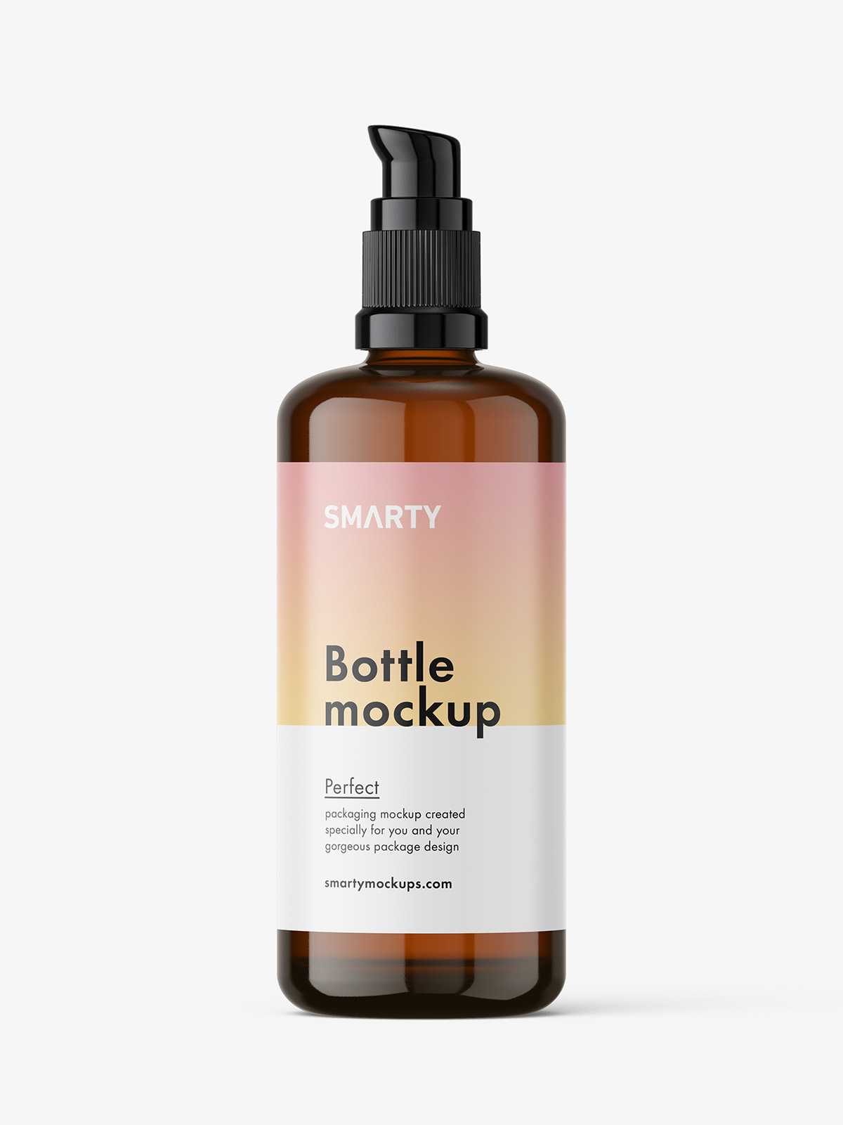 Amber bottle with push pump mockup / 200 ml