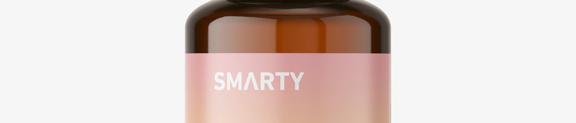 Amber bottle with push pump mockup / 30 ml