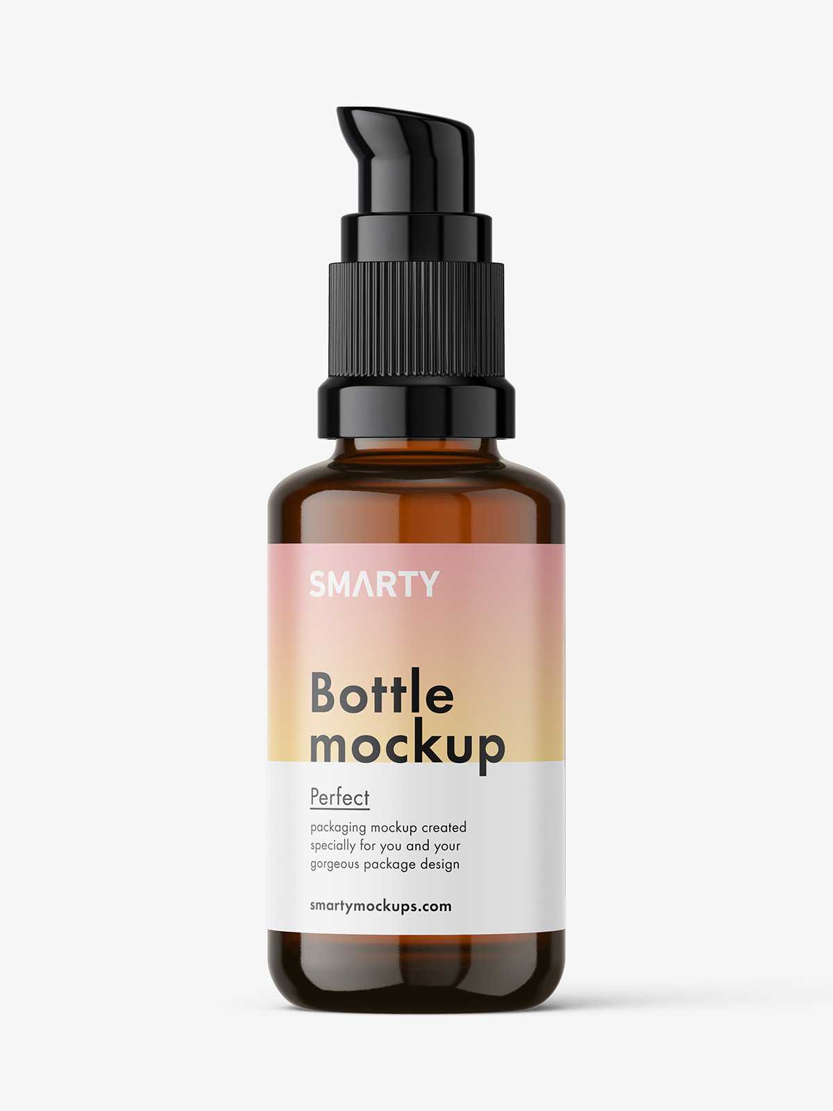Amber bottle with push pump mockup / 30 ml