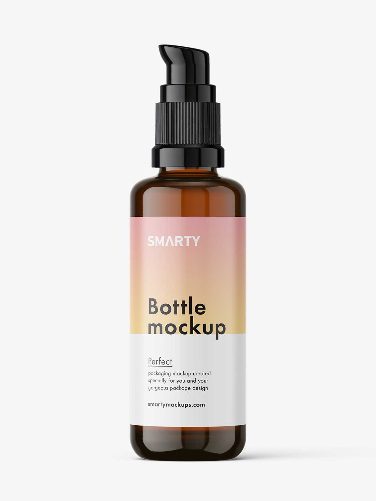 Amber bottle with push pump mockup / 50 ml