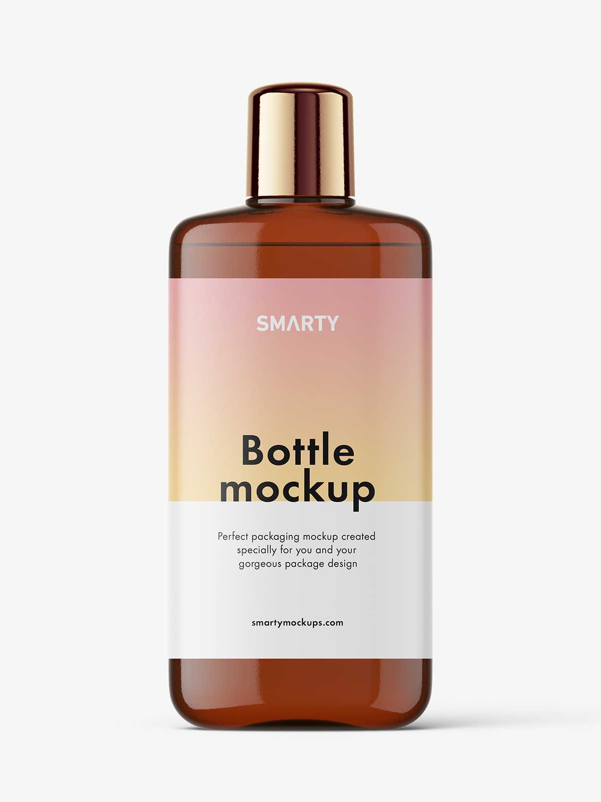 Amber bottle with rounded screwcap mockup