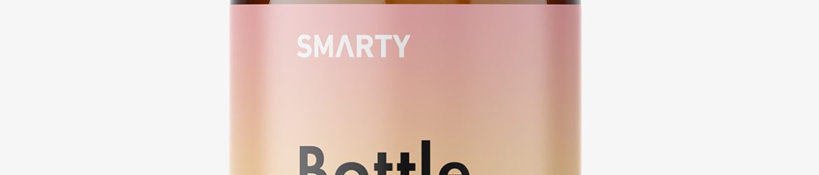 Amber bottle with silver lid mockup