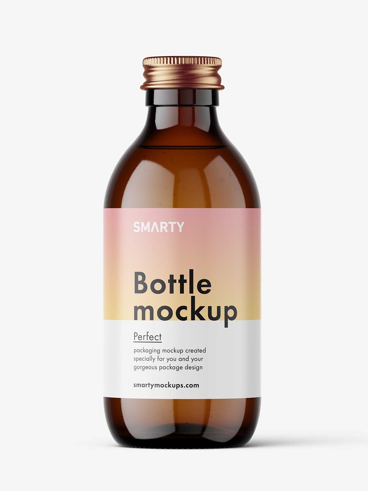 Amber bottle with silver lid mockup