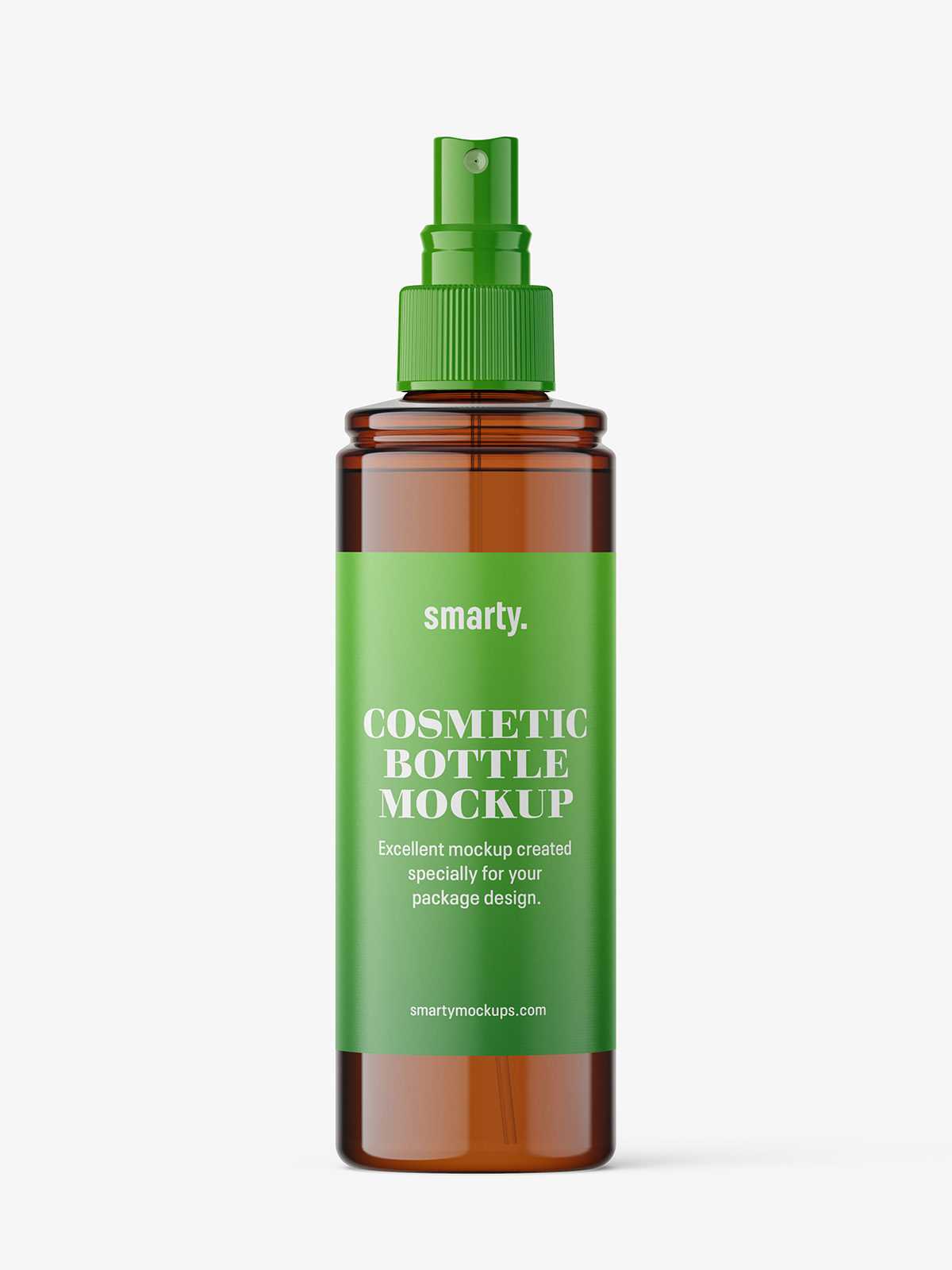 Amber bottle with spray cap mockup