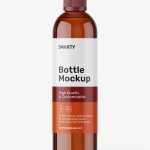 Amber bottle with tampered lid mockup