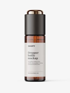 Amber button dropper bottle mockup