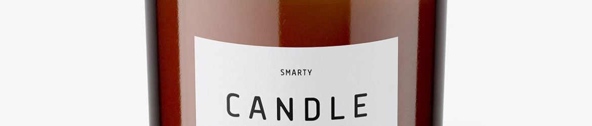 Amber candle with wooden lid mockup