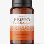 Amber capsules jar mockup
