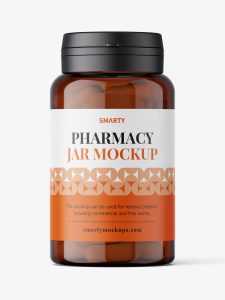 Amber capsules jar mockup