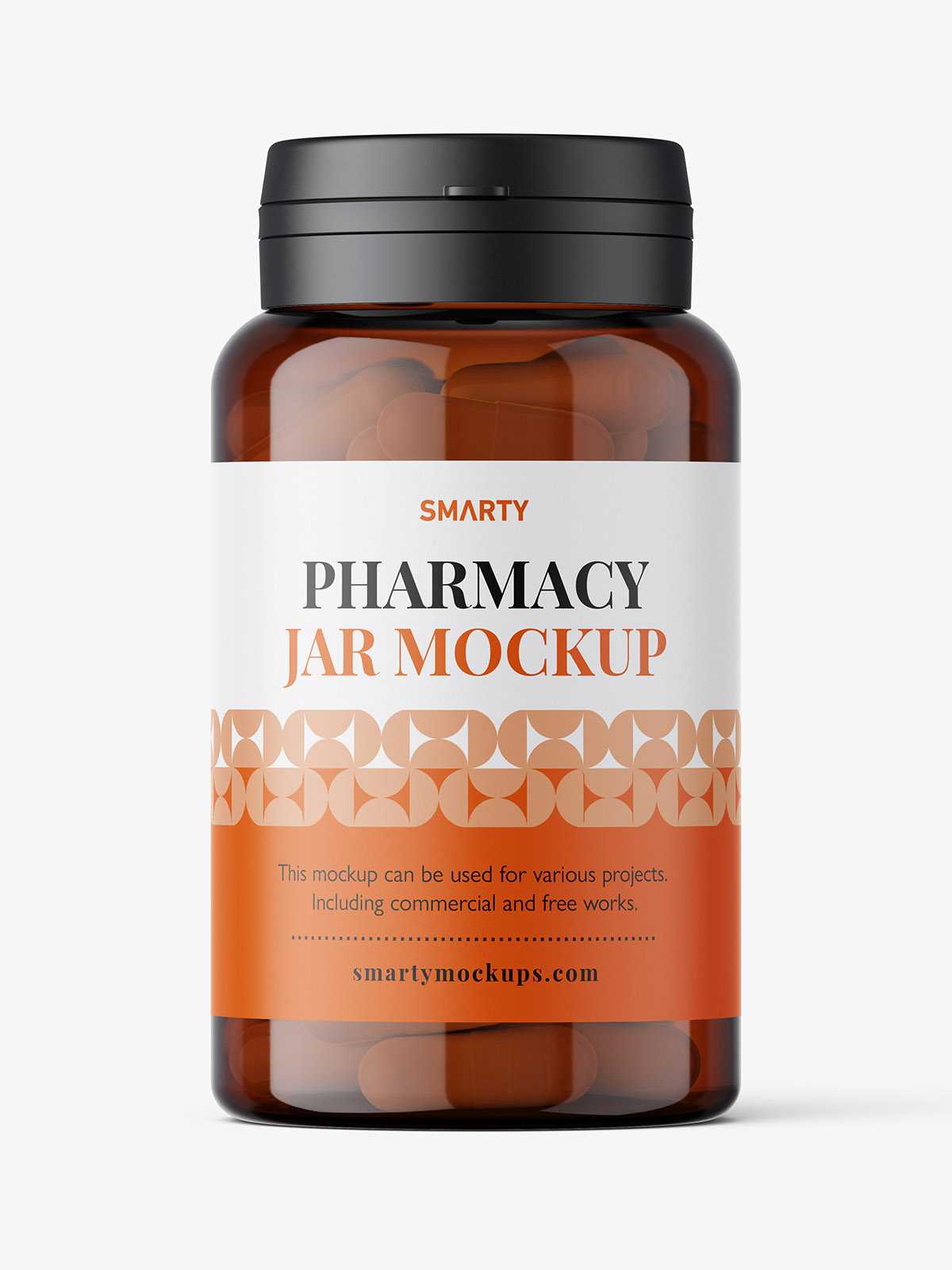Amber capsules jar mockup