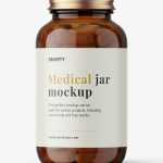 Amber capsules jar mockup