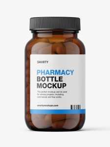 Amber capsules jar mockup