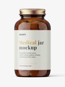 Amber capsules jar mockup
