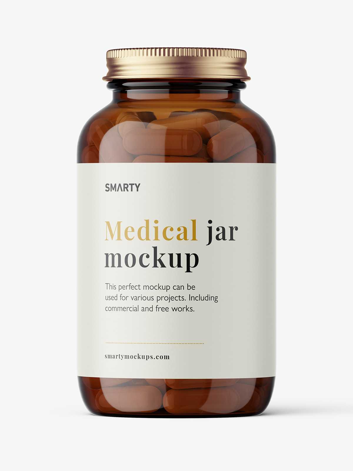 Amber capsules jar mockup