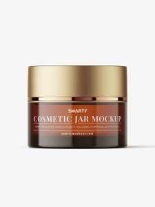 Amber cosmetic jar mockup