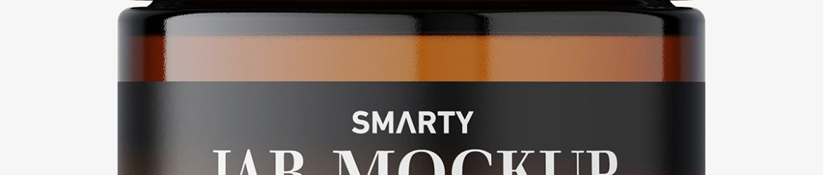 Amber cosmetic jar with reflective lid mockup