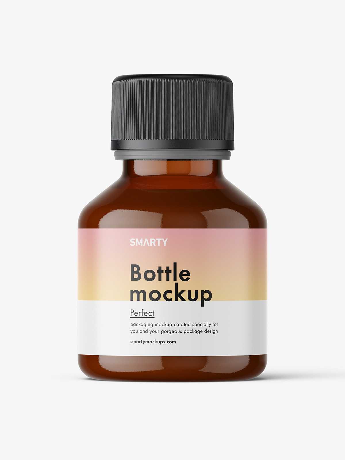Amber cream syrup bottle mockup