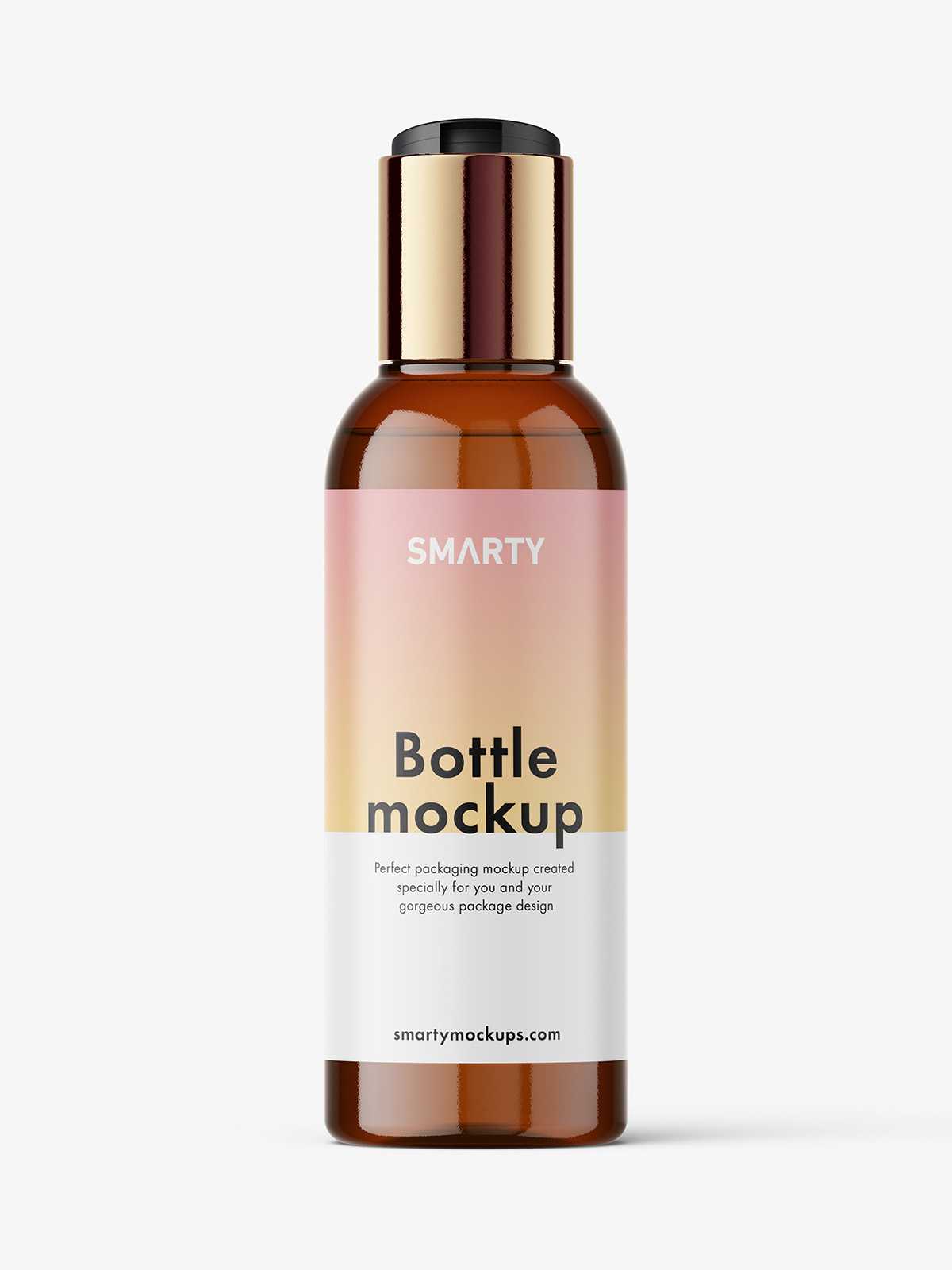 Amber disc top bottle mockup