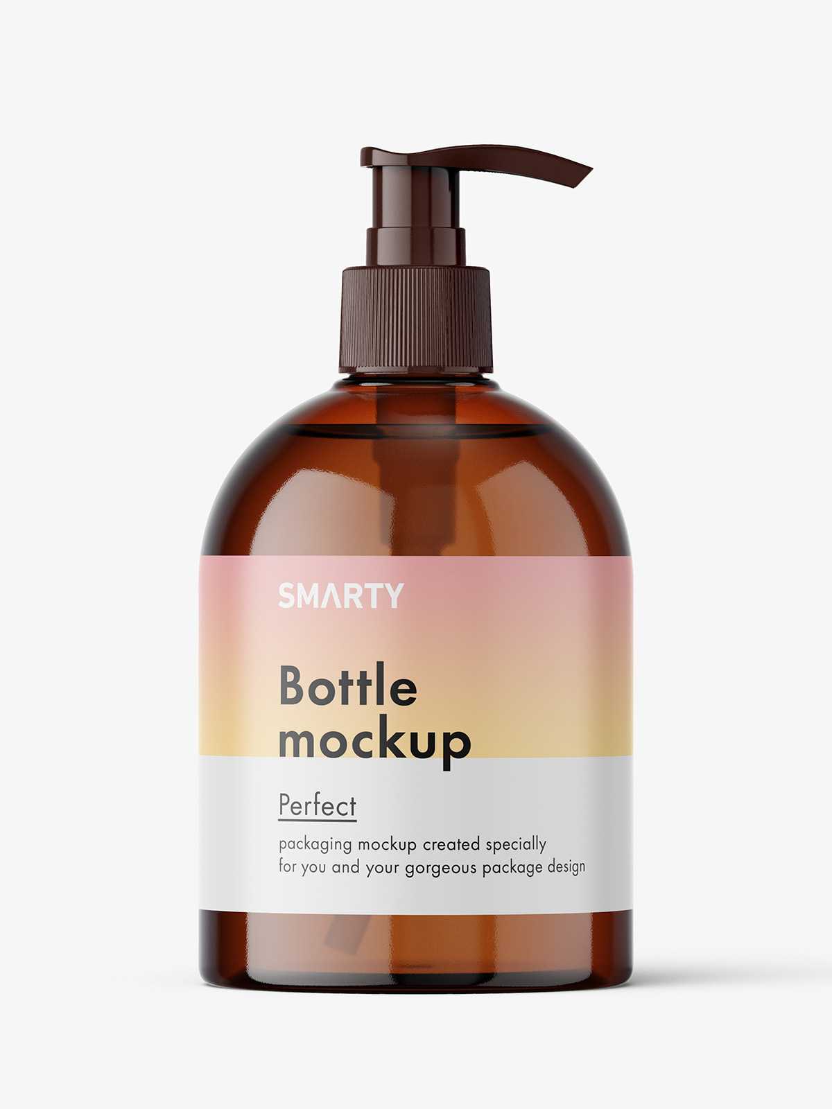 Amber dome bottle with pump mockup