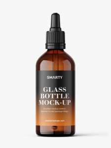 Amber dropper bottle mockup / 100 ml