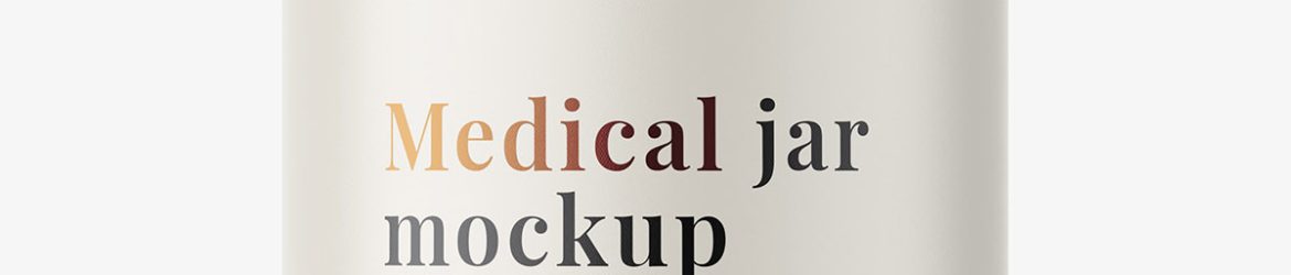 Amber fish oil capsules jar mockup