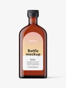 Amber flat 220 ml bottle mockup