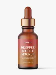 Amber frosted dropper bottle mockup