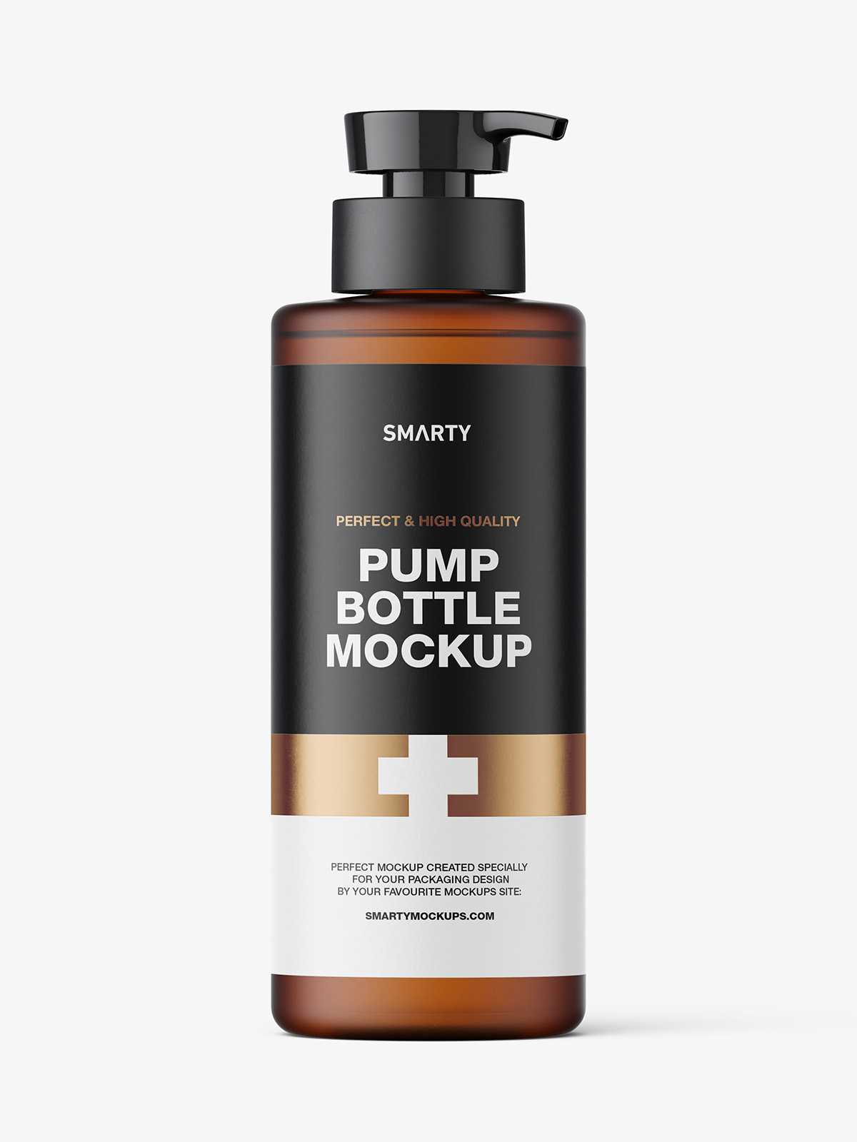 Amber frosted pump bottle mockup