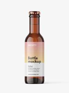 Amber glass bottle mockup