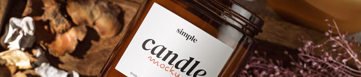 Amber glass candle mockup