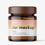 Amber glass jar with powder mockup