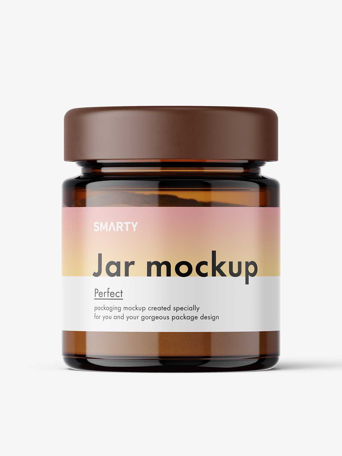 Amber glass jar with powder mockup