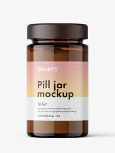 Amber glass jar with powder mockup
