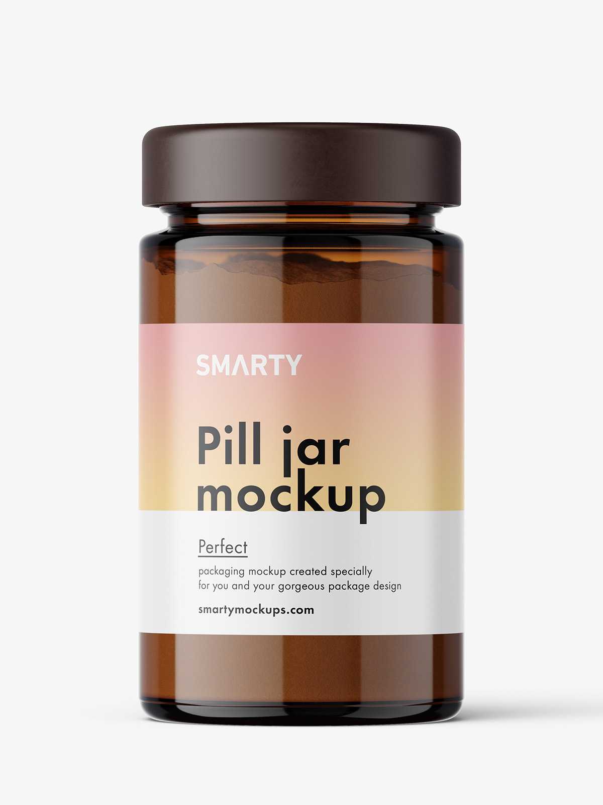 Amber glass jar with powder mockup