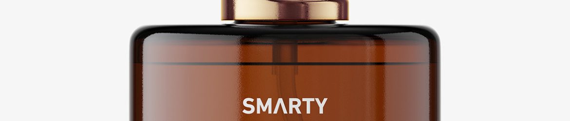 Amber glass perfume bottle mockup