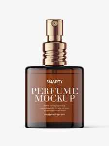 Amber glass perfume bottle mockup