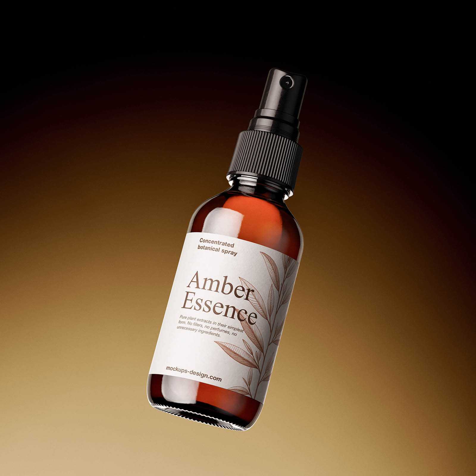 Amber glass spray bottle mockup