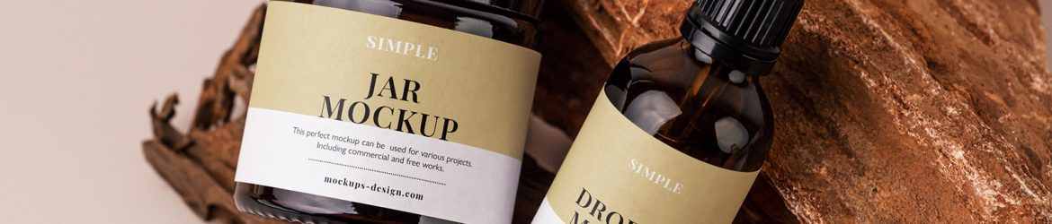 Amber jar and dropper mockup