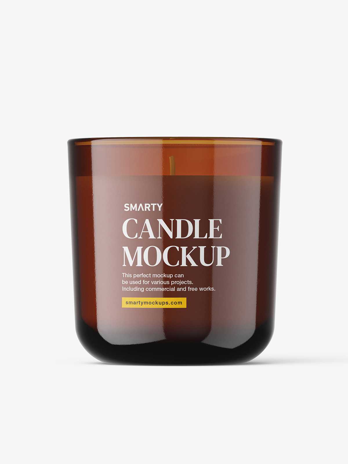 Amber jar with candle mockup