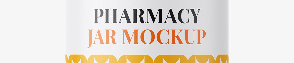 Amber jar with fish oil capsules mockup