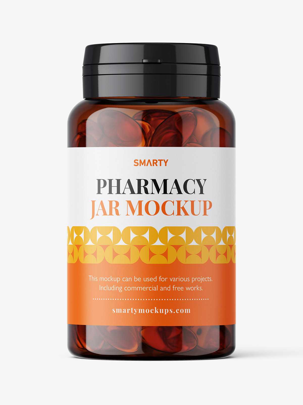 Amber jar with fish oil capsules mockup