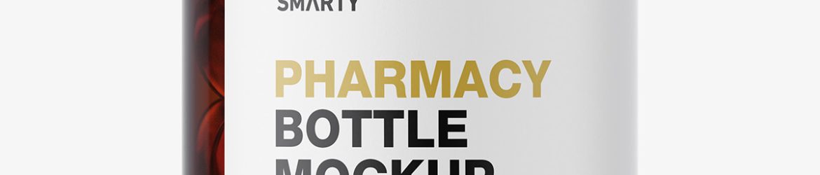 Amber jar with fish oil capsules mockup
